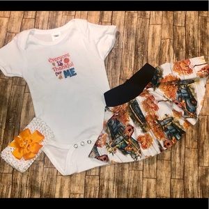 Fall Thanksgiving baby girl outfit embroidery